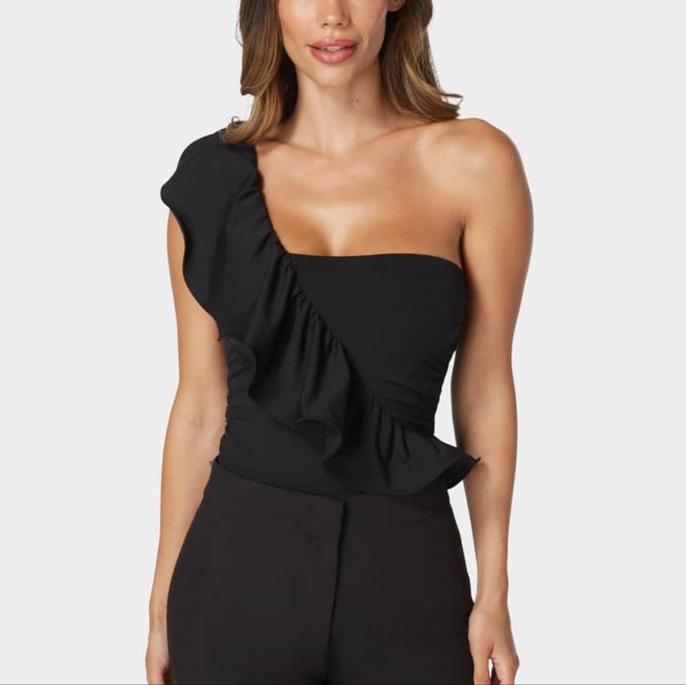 Bebe One Shoulder Ruffle Knit Bodysuit - Picture 5 of 5